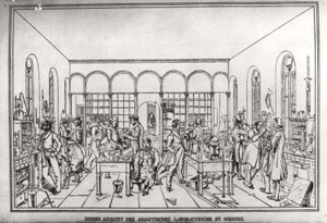 在吉森的男爵Justus von Liebig（1803-73）化学实验室的视图 作者 卡尔·弗里德里希·威廉·特劳斯霍尔德